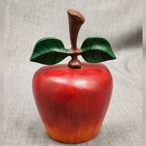 Cast Iron Vibrant Painted Red Apple Almost 2lb Decorative Piece